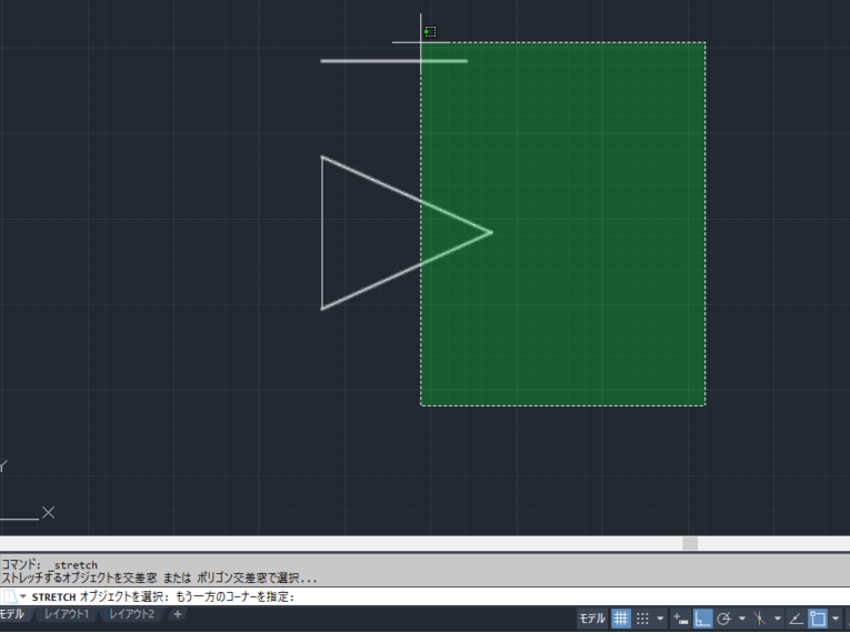 AutoCADでストレッチをクリック