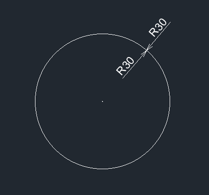 AutoCADの半径寸法記入例
